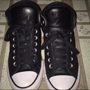 Converse White toe-box all black leather